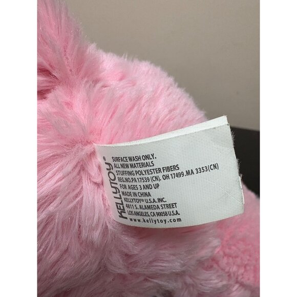 Pink Purple Plush Pig Stuffed Animal Kellytoy - 12" Seated 2017 With Pink Bow - Picture 6 of 8